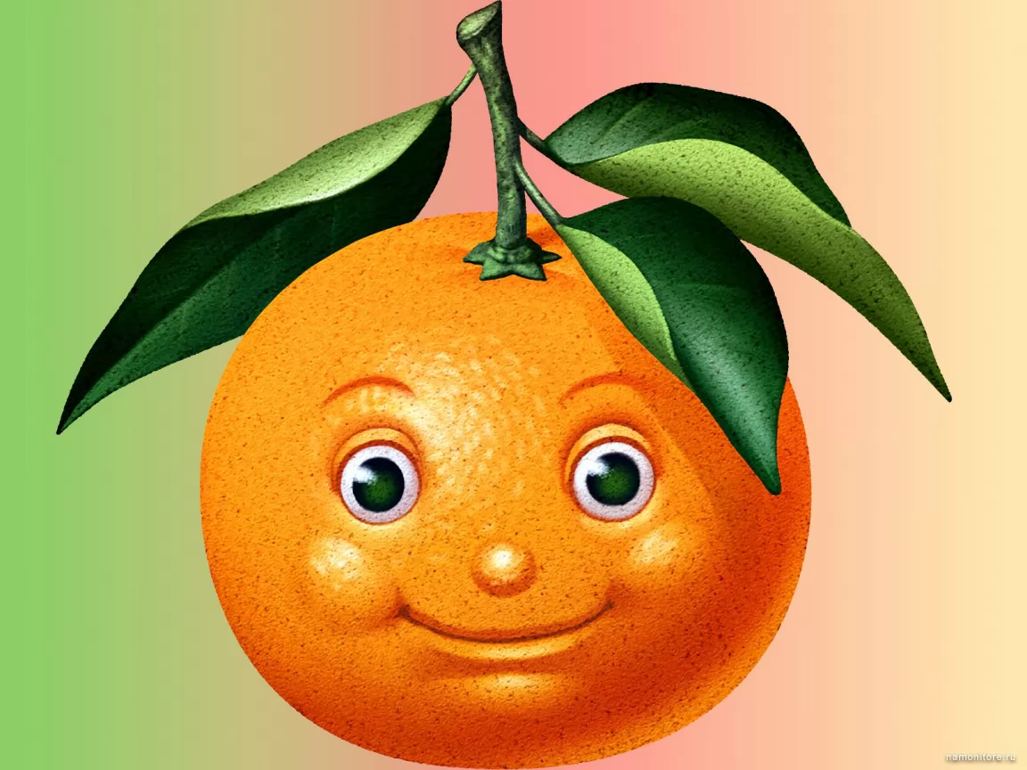 Апельсин, 3D, жёлтое, оранжевое, рисованное, фрукты х