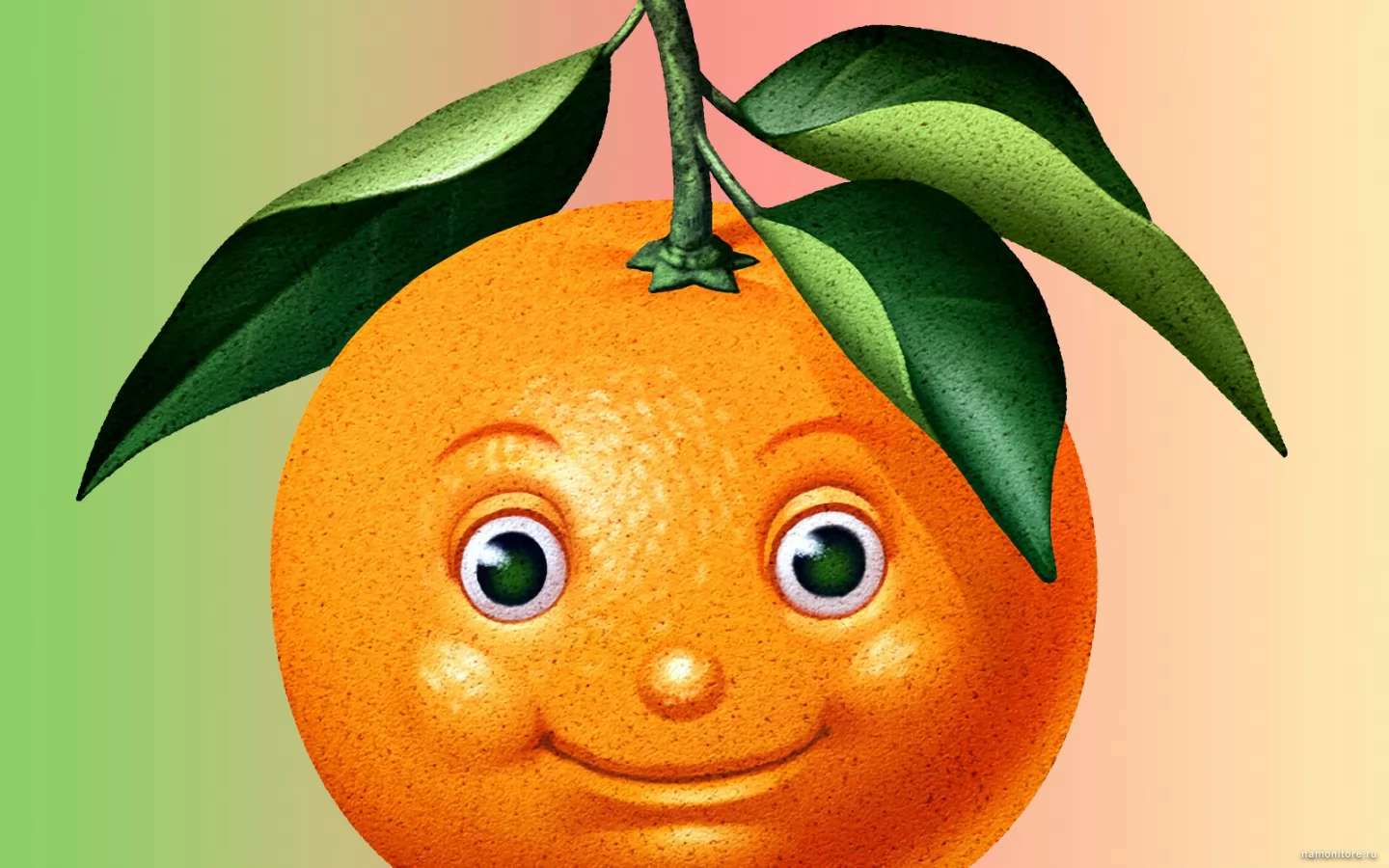 Апельсин, 3D, жёлтое, оранжевое, рисованное, фрукты х