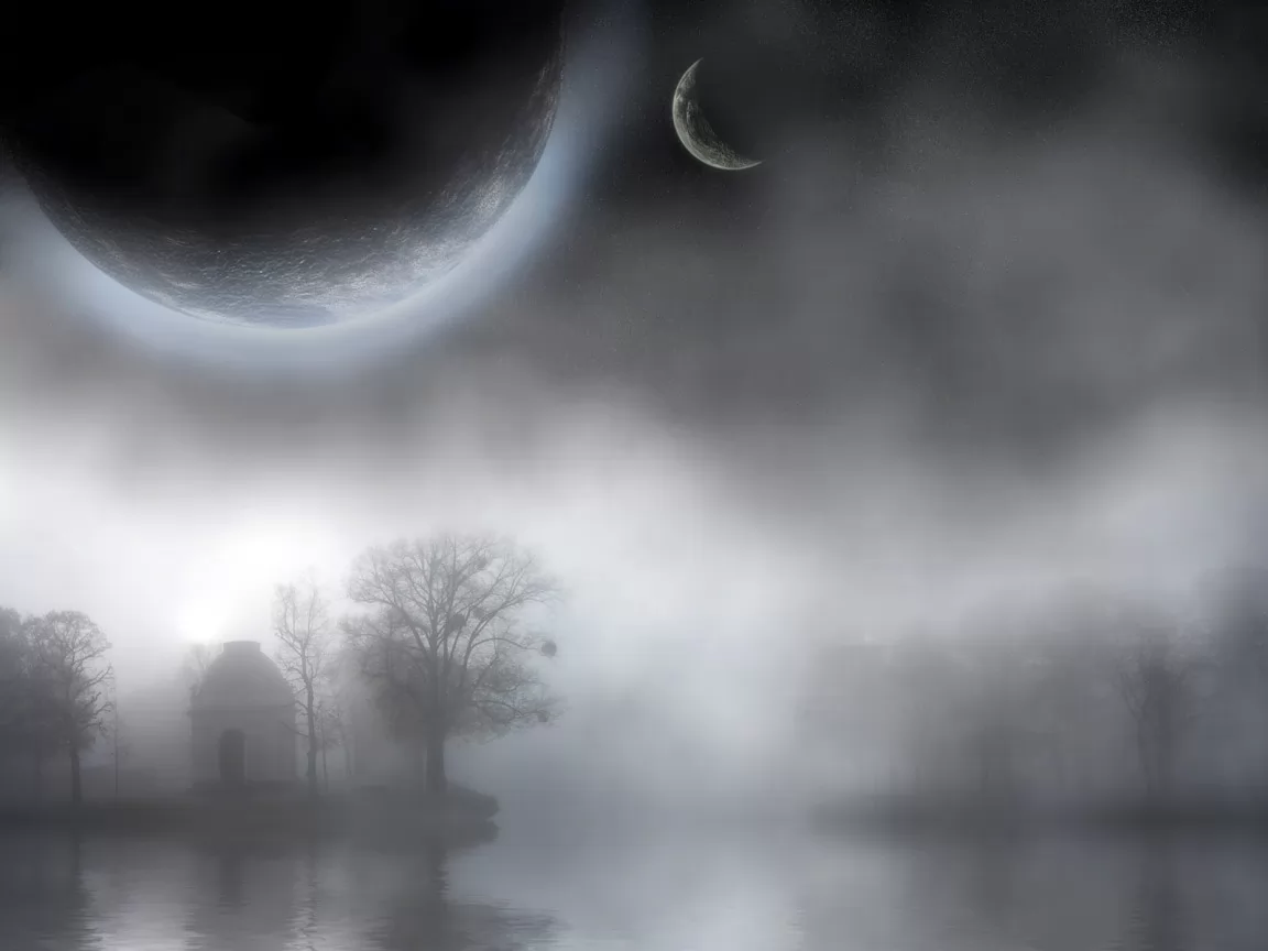 The Arch, best, drawed, fog, grey, lake, nature, night x