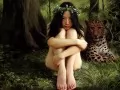 open picture: «Girl and a leopard»