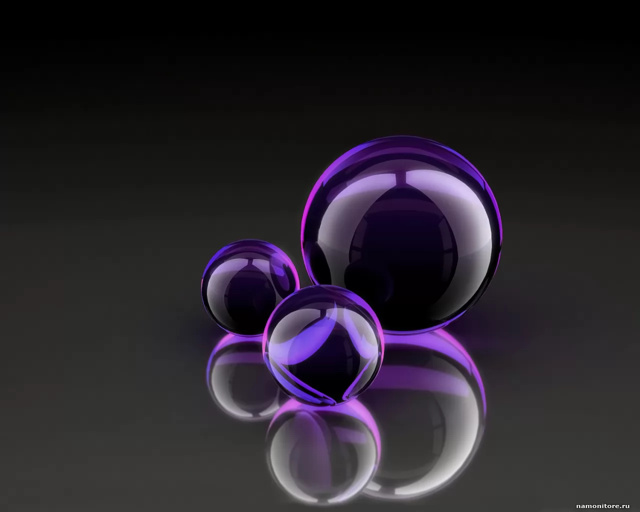 Фиолетовые шары, 3D, рисованное, серое, сиреневое, чёрное х