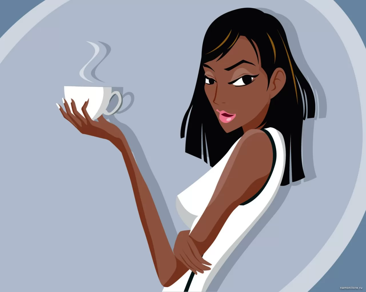 Мулатки лысые. Чернокожая девушка с кофе. Темнокожая девушка вектор. Темнокожая девушка векторной изображение. Темнокожая девушка пьет кофе.