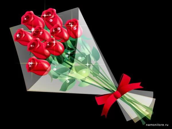 Red roses, 3D