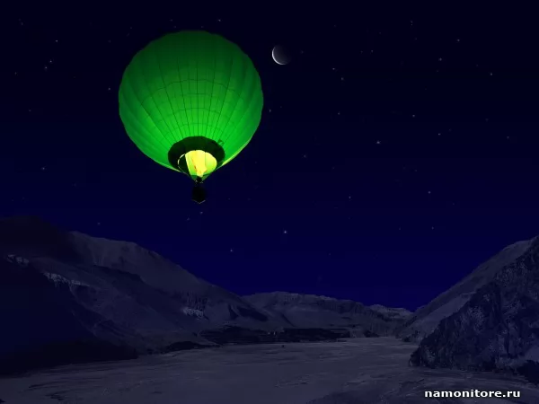 Flight by a balloon, 3D
