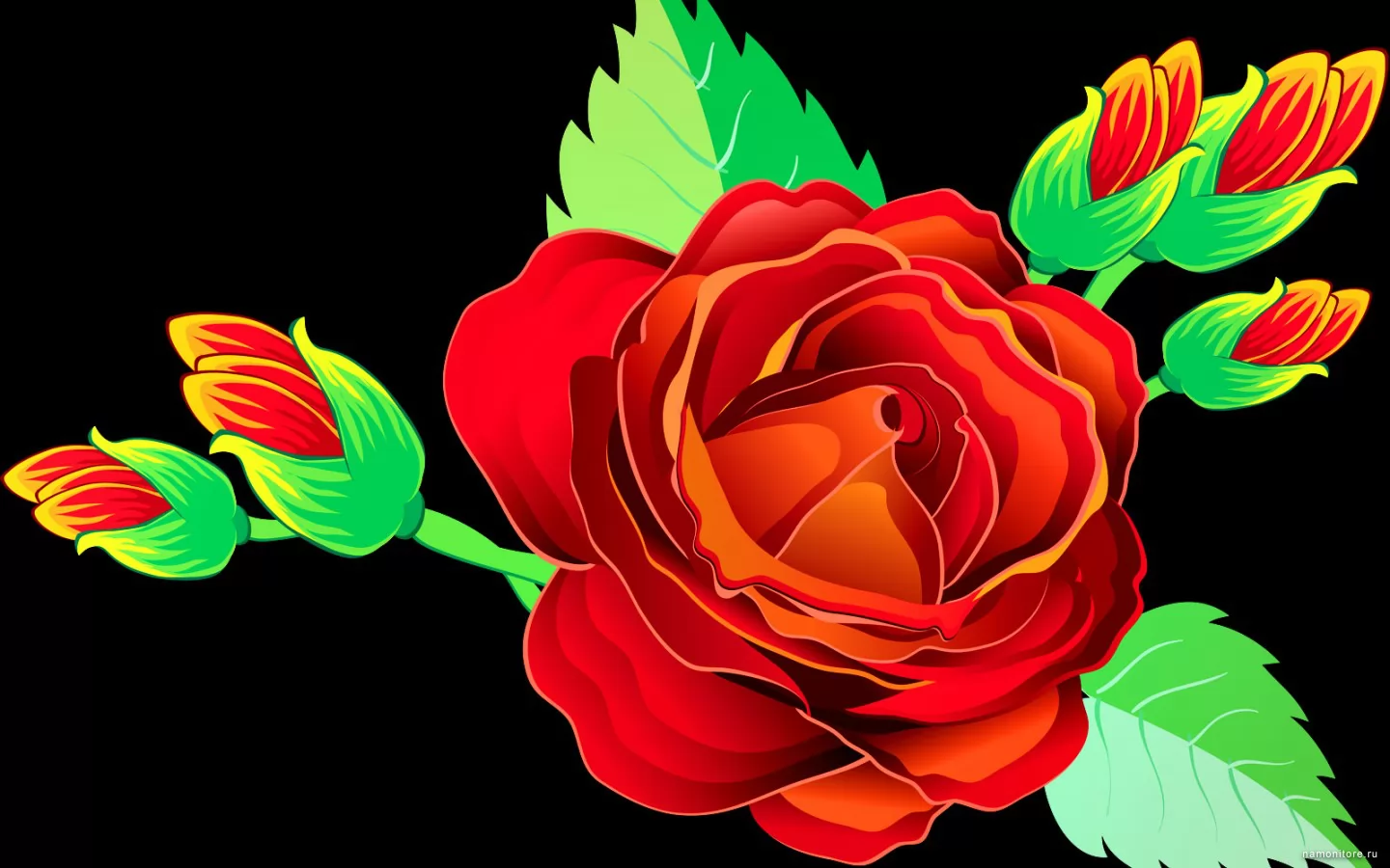 Rose, black, drawed, flowers, red, roses x
