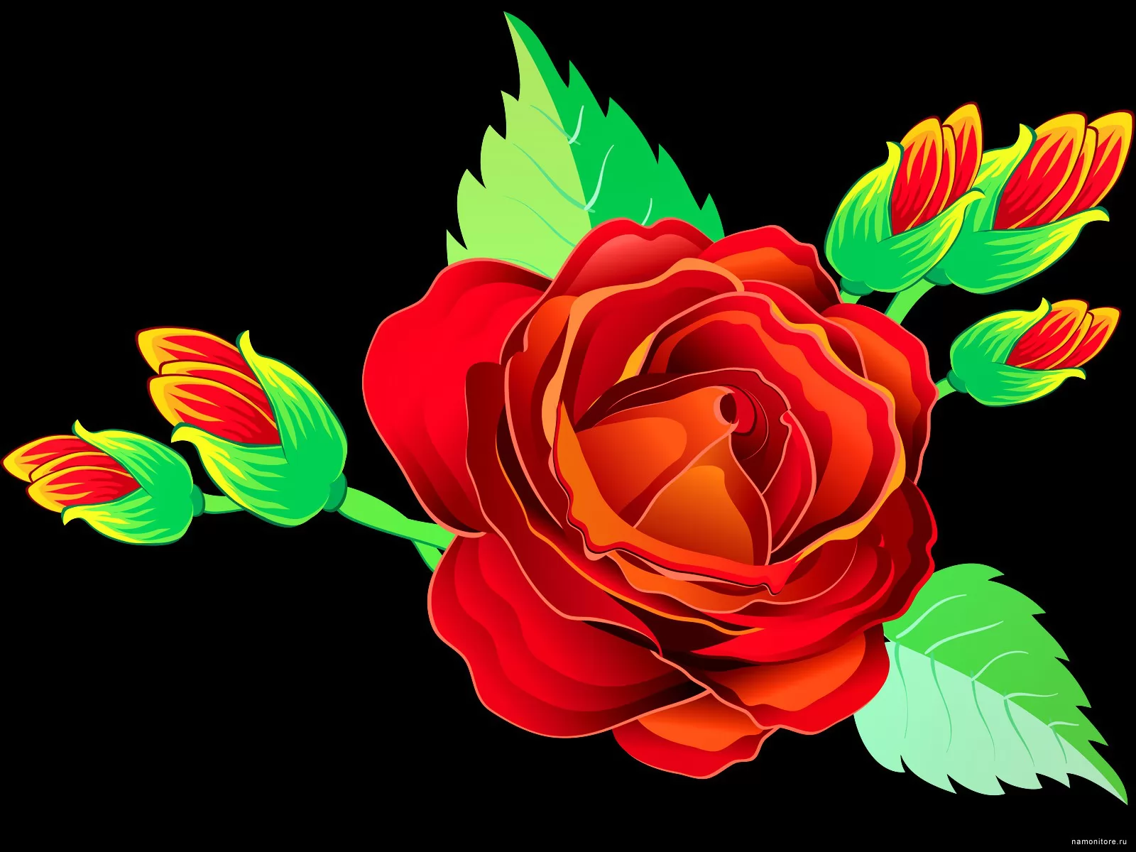Rose, black, drawed, flowers, red, roses x