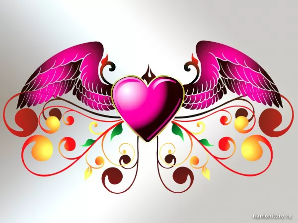 Heart on wings, 3D