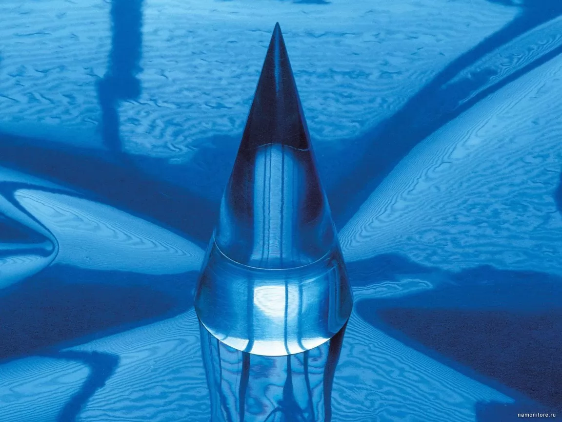 Glass cone, 3D, dark blue, drawed x