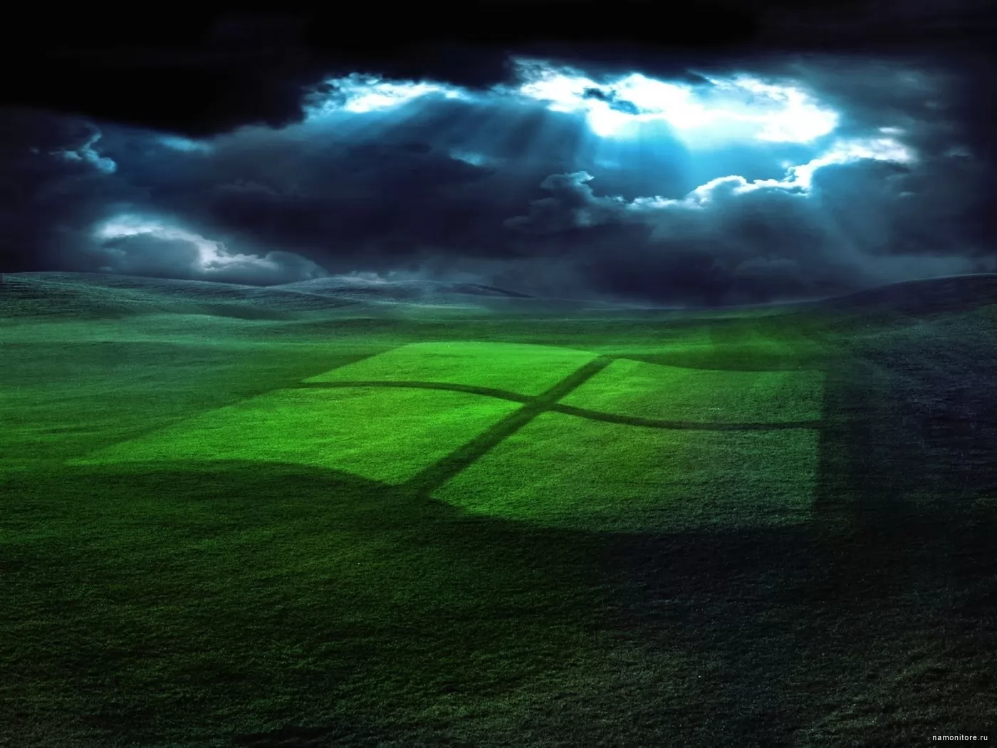 Windows, зеленое, компьютеры и программы, пейзажи, природа, рисованное х