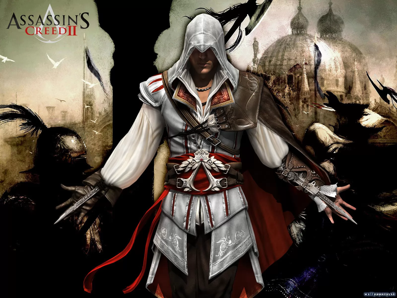 Assassin`s Creed 2, computer games, drawed, guns, men x