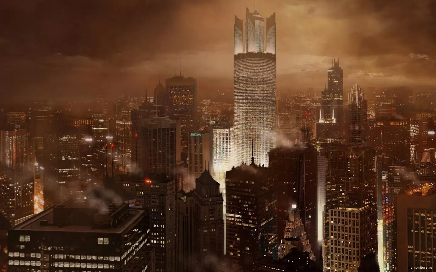 Dead to Rights: Retribution, 3D, brown, computer games, drawed, night, skyscrapers x