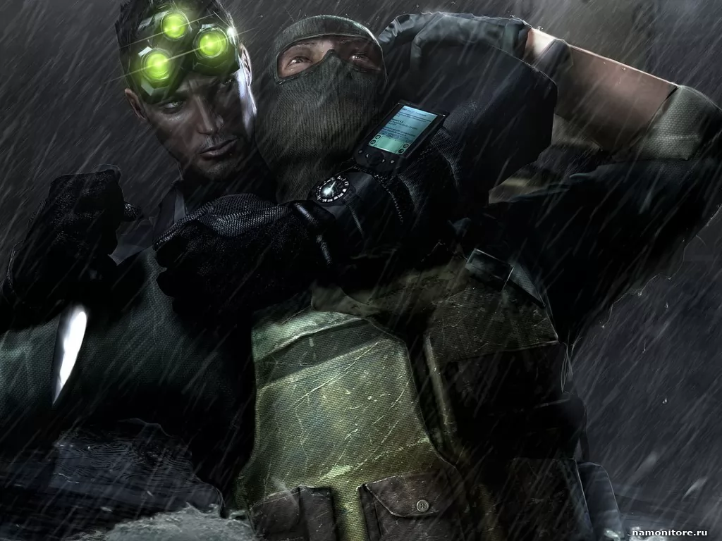 Splinter Cell: Chaos Theory, black, computer games, guns, men x