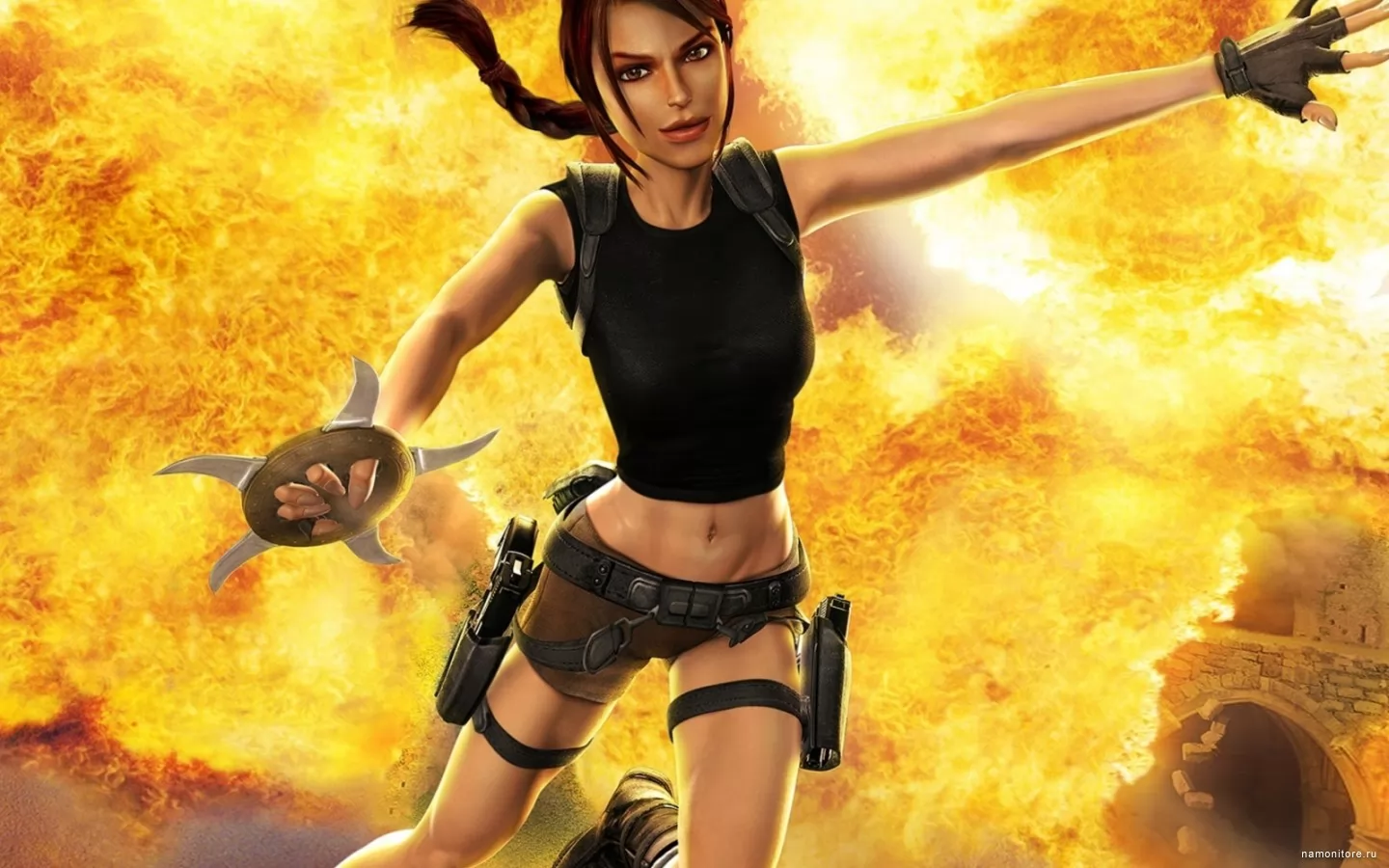 Tomb Raider: The Action Adventure, 3D, девушки, жёлтое, золотистое, компьютерные игры, оружие, рисованное х