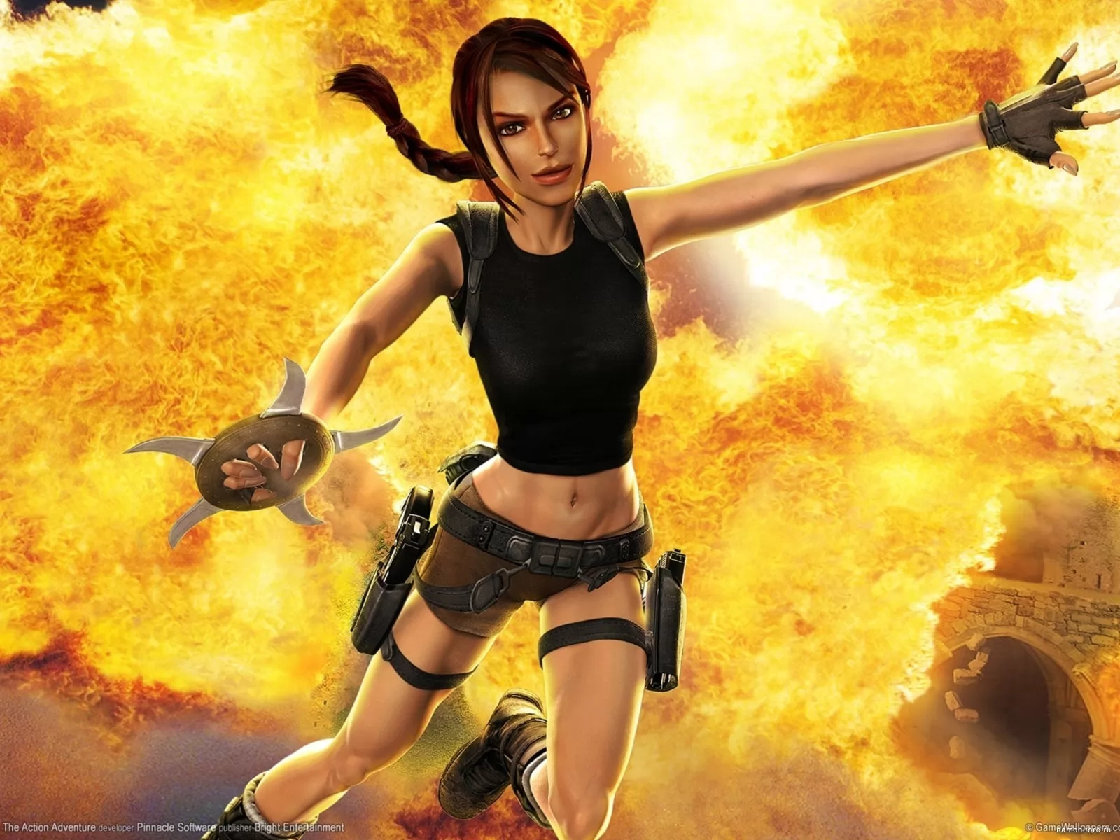 Tomb Raider: The Action Adventure, 3D, девушки, жёлтое, золотистое, компьютерные игры, оружие, рисованное х