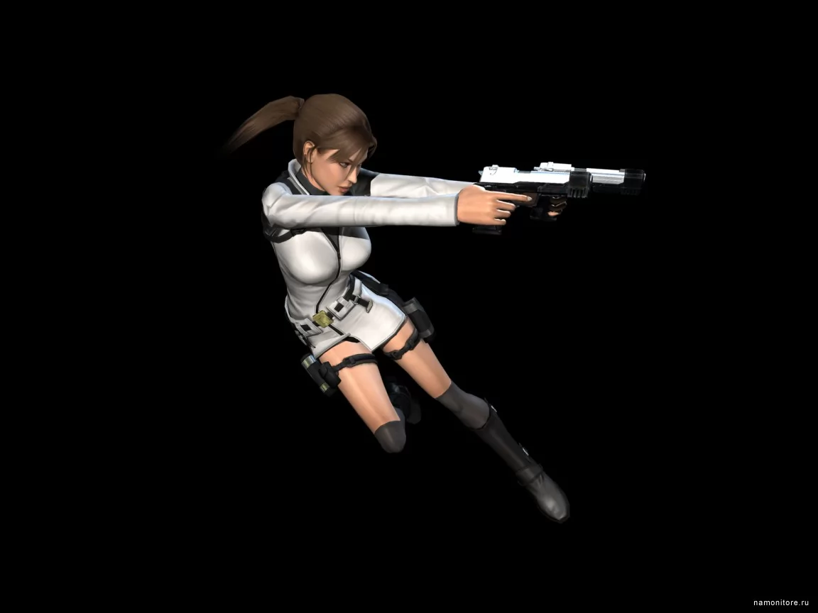 Tomb Raider: Underworld, 3D, black, computer games, drawed, girls, guns x