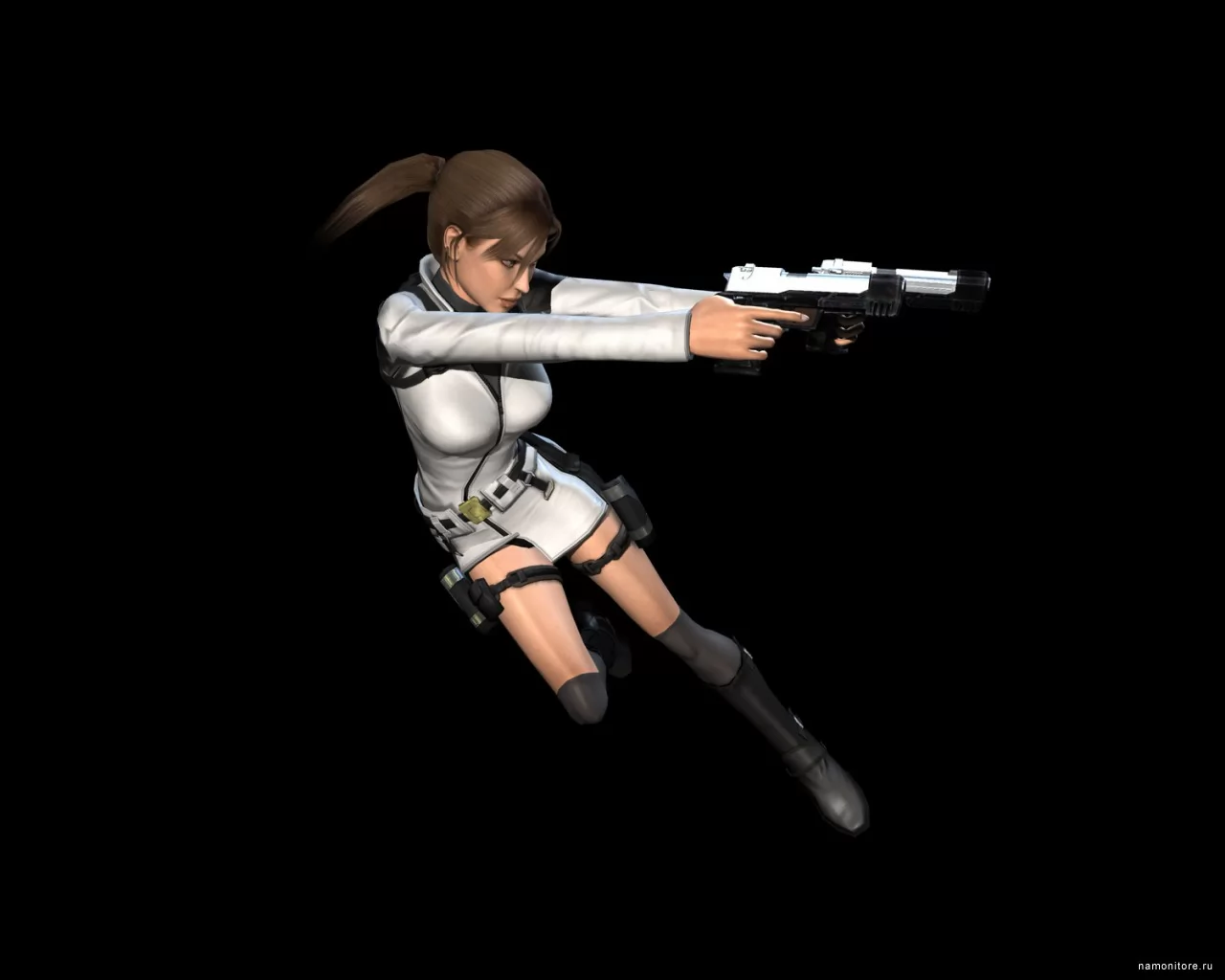 Tomb Raider: Underworld, 3D, black, computer games, drawed, girls, guns x
