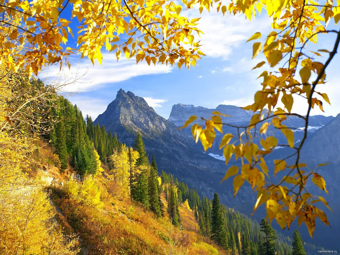 Montana, National Park of Glaciers, America, autumn, best, forest, golden, landscapes, nature x