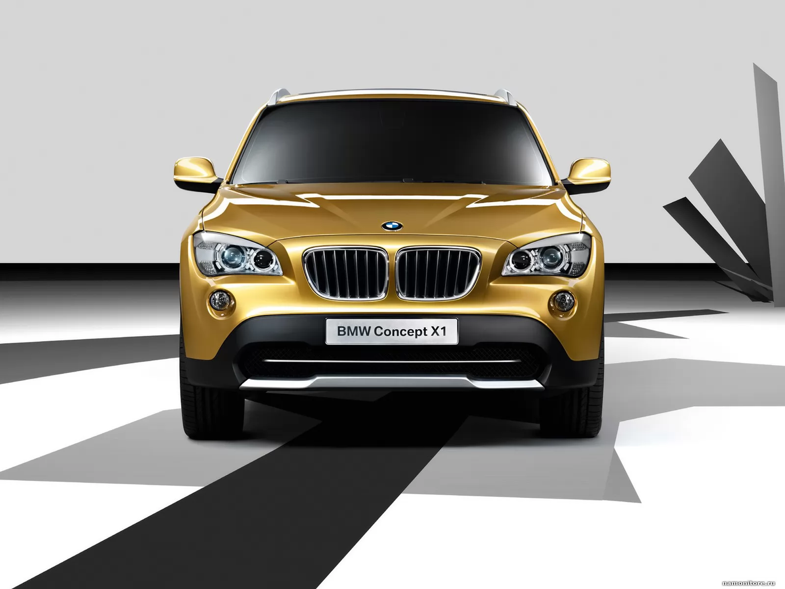 BMW Concept X1 спереди, 3D, BMW, автомобили, золотистое, концепт, рисованное, техника х