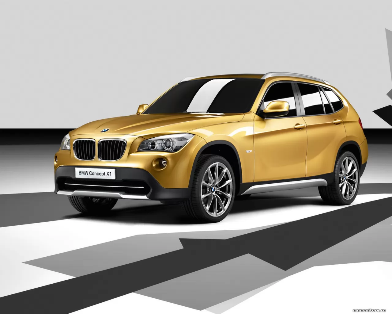 BMW Concept X1, 3D, BMW, автомобили, жёлтое, золотистое, рисованное, техника х