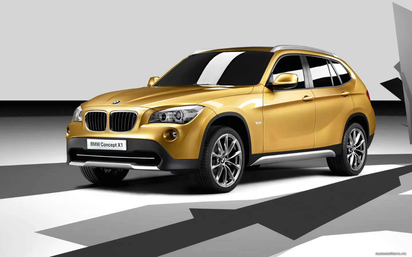 BMW Concept X1, 3D, BMW, автомобили, жёлтое, золотистое, рисованное, техника х