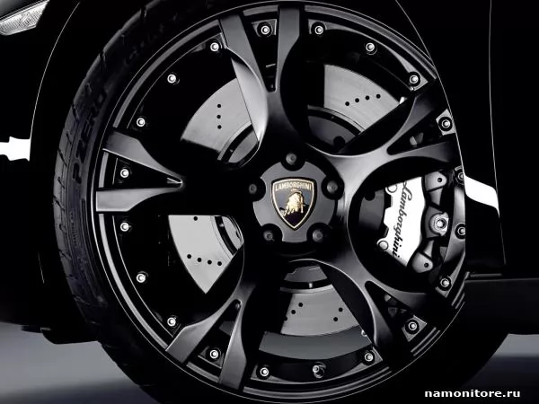 Колесо чёрного Lamborghini, Автомобили, авто, машины