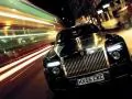 обои для рабочего стола: «Rolls-Royce 101ex летит по ночной улице»