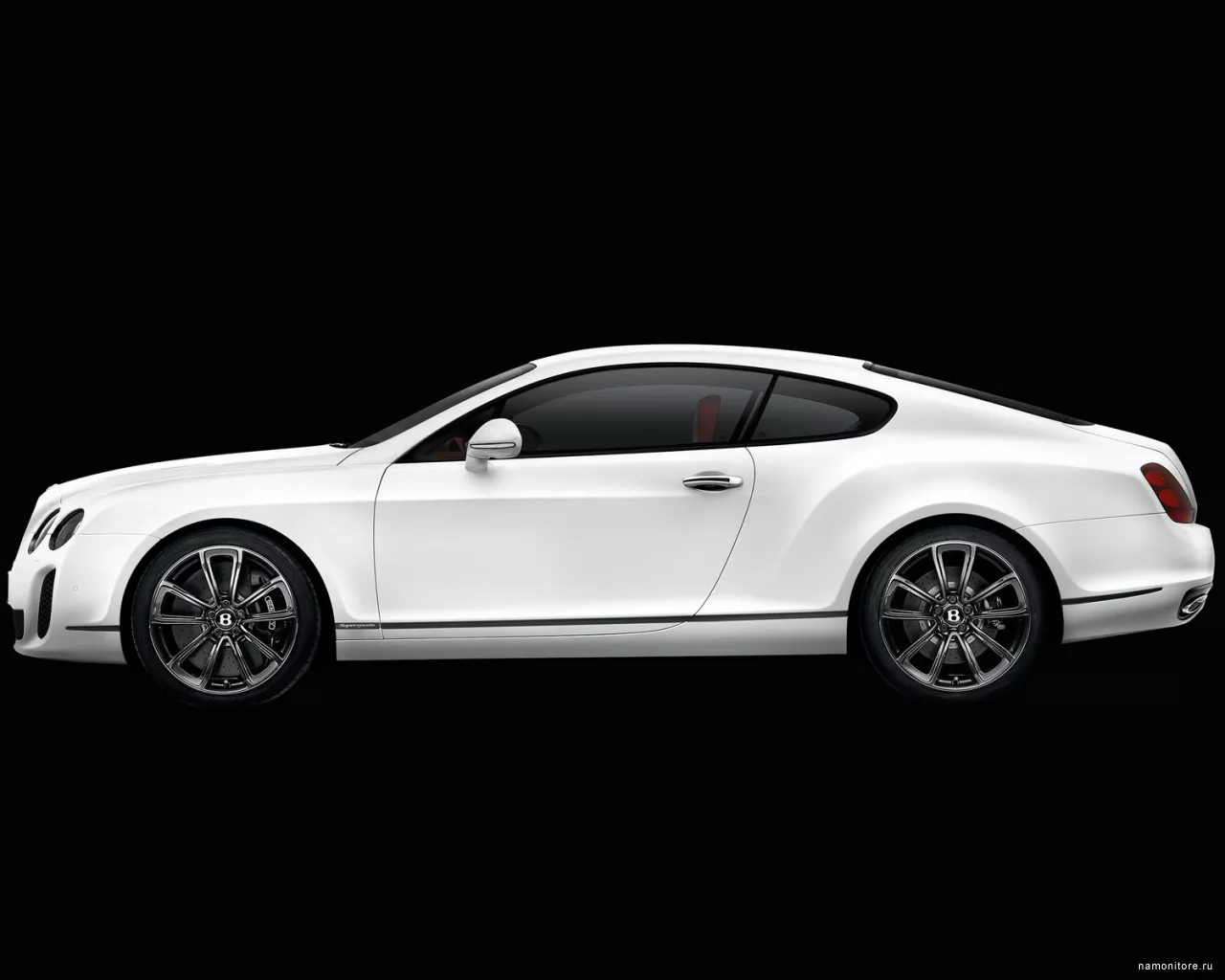 Белый Bentley Continental Supersports сбоку, Bentley, автомобили, белое, техника, чёрное х