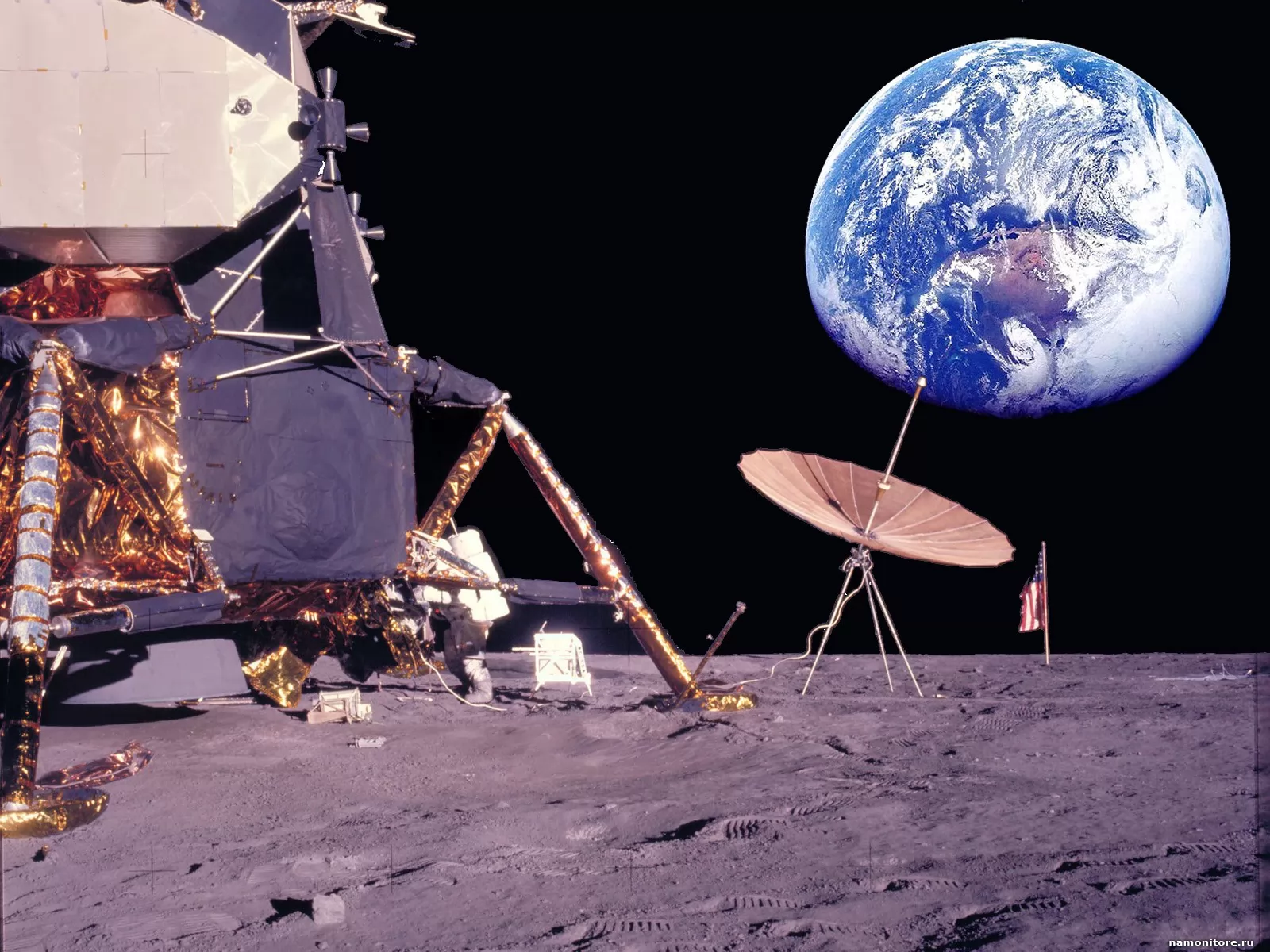 Космические аппараты на луне. Аполлон 12 на Луне. Исследование космоса. Космические исследования.