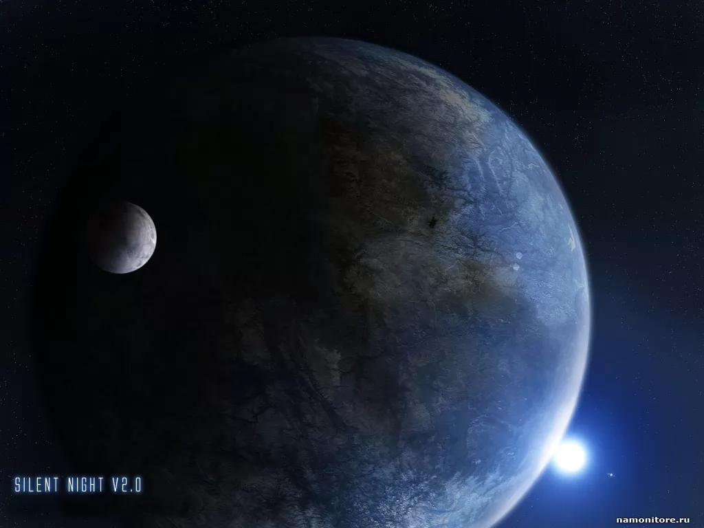 Silent night v2.0, космос, планеты, синее х