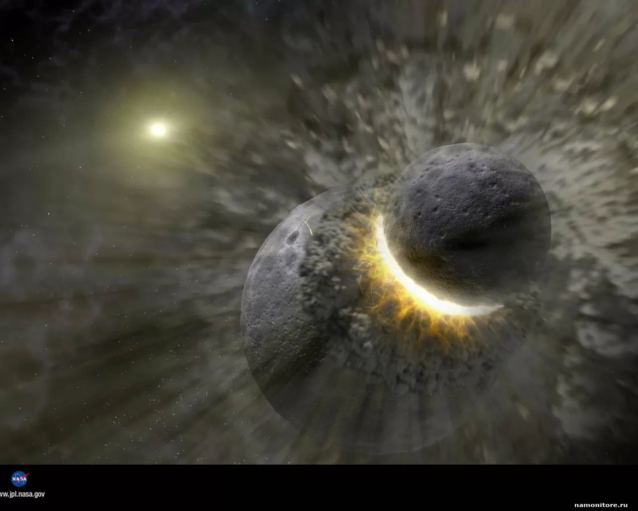 Столкновение астероида / Smash-Up at Vega, звезды, космос х