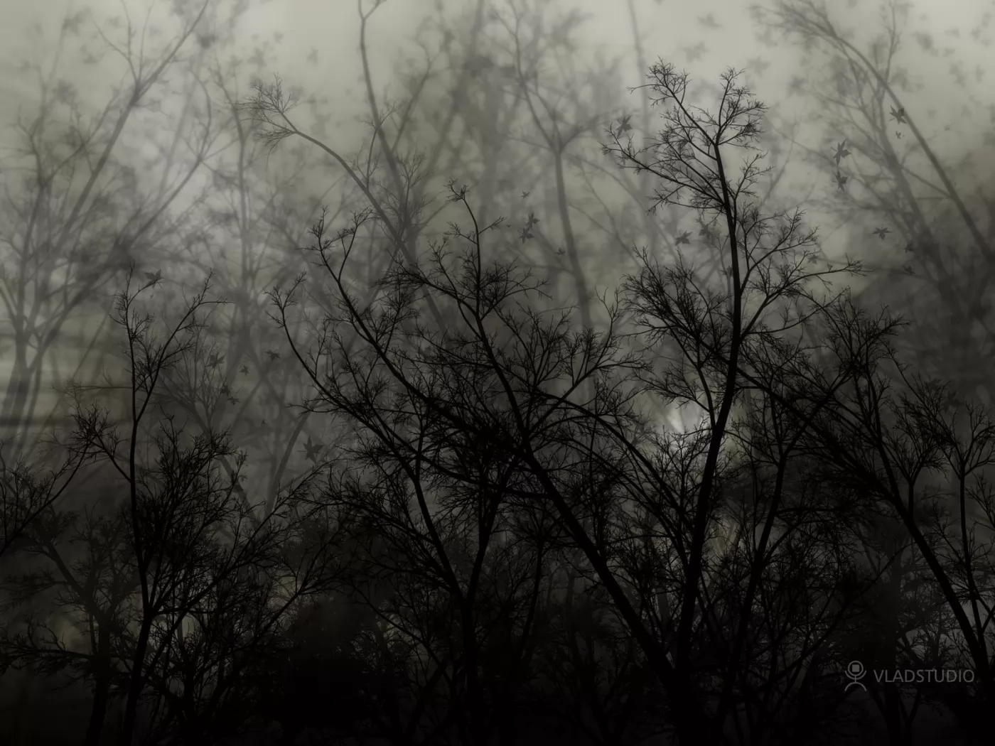 Emotion 3, лес, рисованное, серое, унылое, чёрно-белое, чёрное х