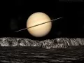 выбранное изображение: «Желтая планета с кольцами, вид с каменистого спутника»