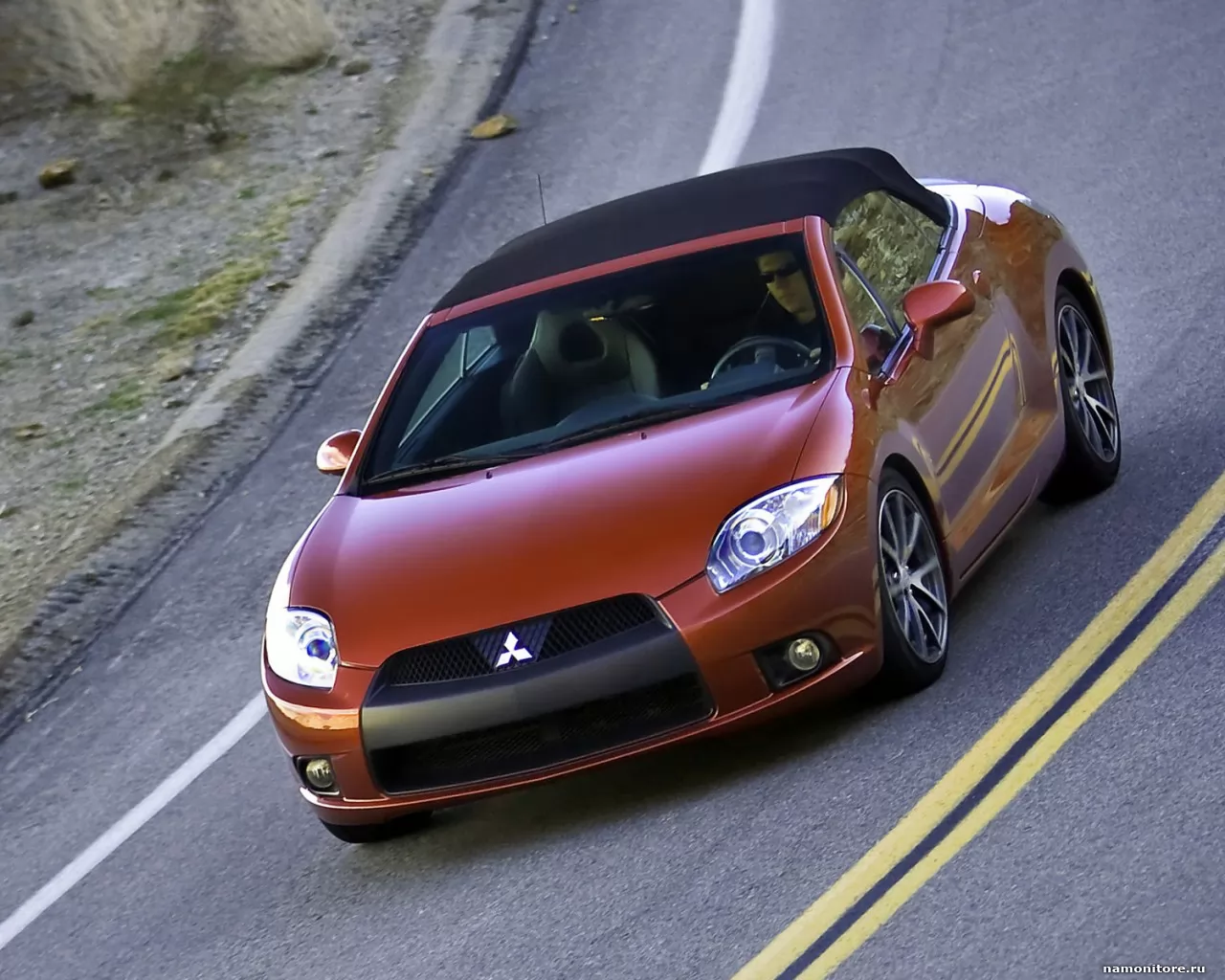 Mitsubishi Eclipse Spyder GT, Mitsubishi, автомобили, красное, скорость, техника, шоссе х