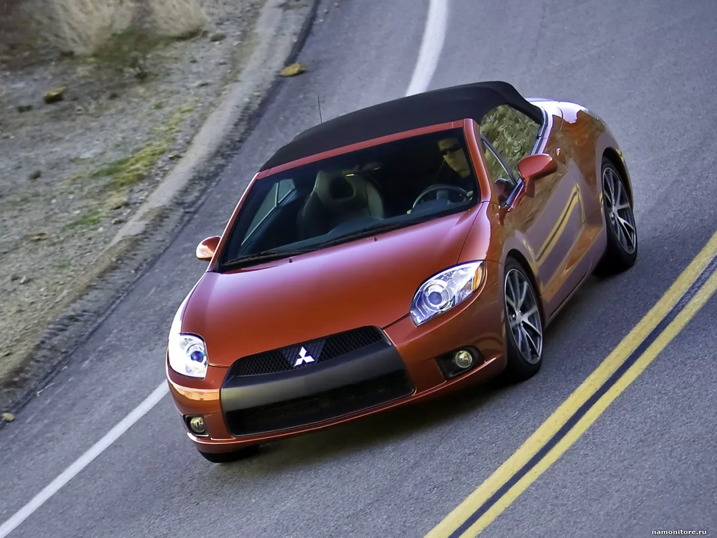 Mitsubishi Eclipse Spyder GT, Mitsubishi, автомобили, красное, скорость, техника, шоссе х