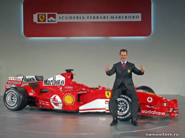 Ferrari F2005 и многократный победитель гонок Formula 1 — Мижэль Шумахер, Ferrari