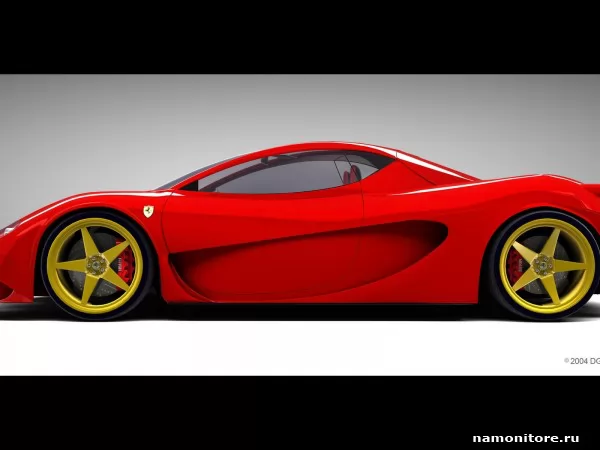 Красный Ferrari Aurea-Berlinetta-Dgf сбоку, Ferrari
