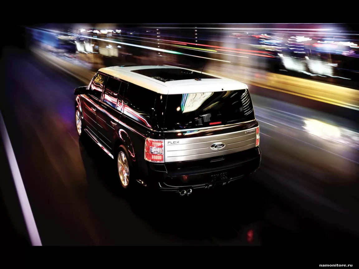 Ford Flex on night road, black, cars, Ford, highway, night, speed, technics x