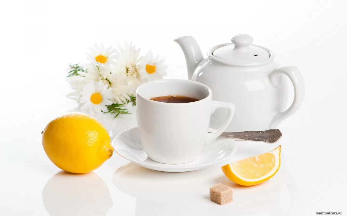 Чай с кусочком лимона, белое, еда, клипарт, лучшее, напитки, натюрморт х