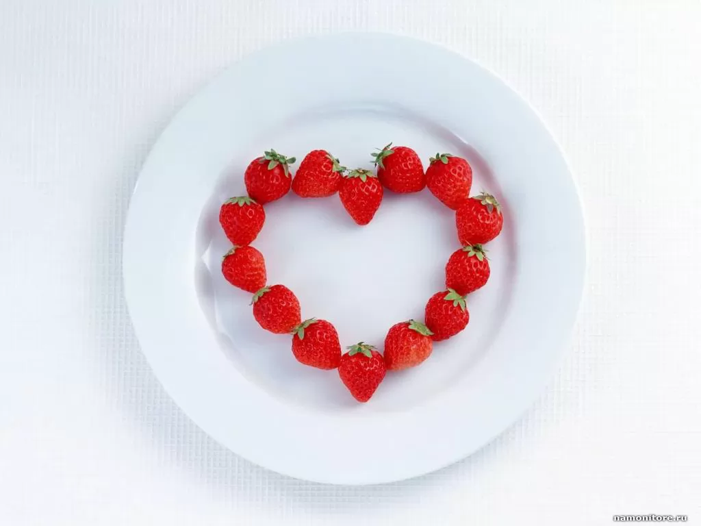 Клубничное сердце, белое, еда, натюрморт, сердце, ягоды х