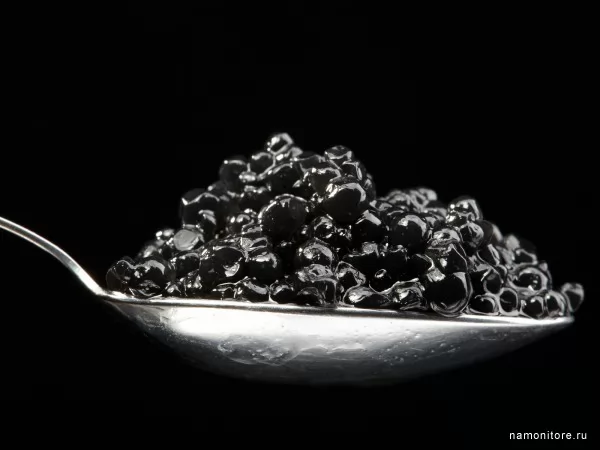 a caviar Spoon, Meal, food, fruits