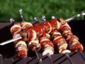 open picture: «Shish kebab with sauce»
