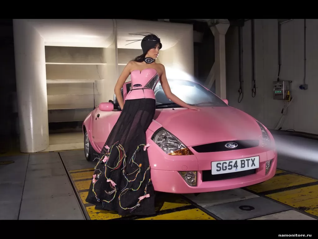 Ford Streetka-Dress, Ford, автомобили, девушки, розовое, техника х