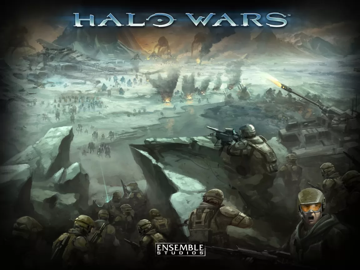 Halo Wars. Defence by height special troops in rocks, computer games, guns x