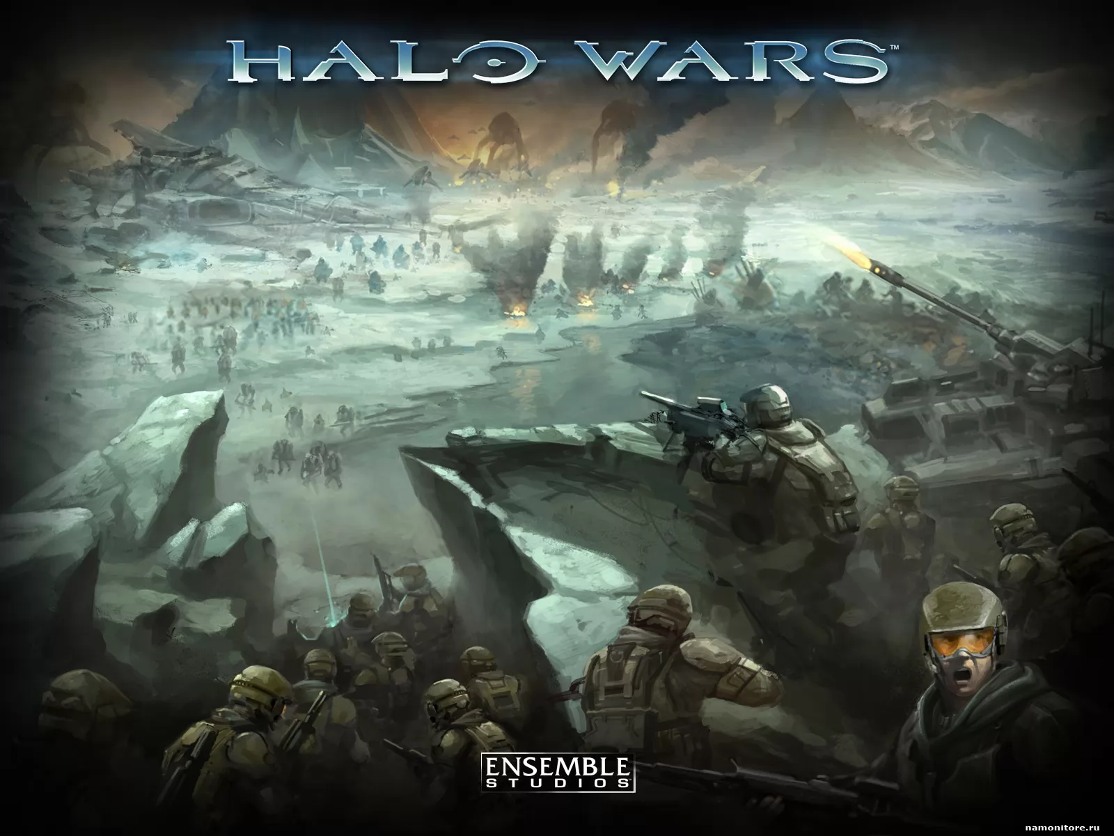 Halo Wars. Defence by height special troops in rocks, computer games, guns x