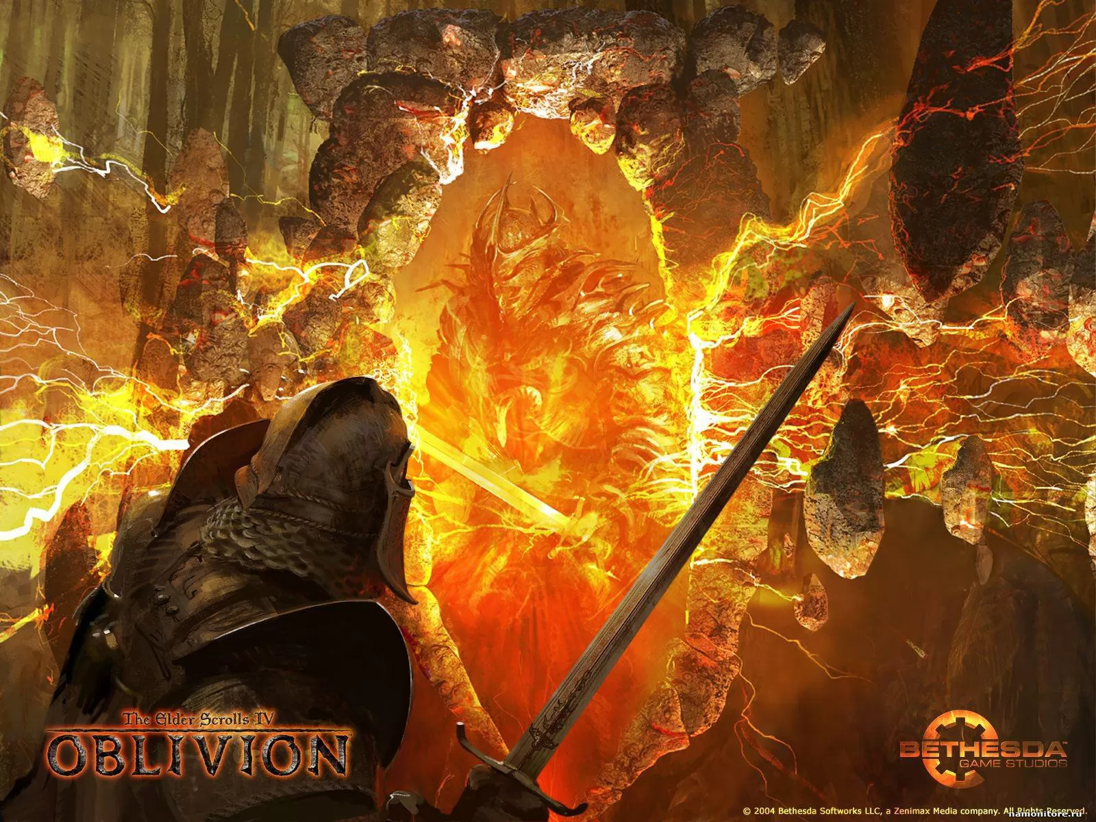Oblivion, компьютерные игры, оранжевое, рисованное, рыцари х