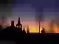 Sunset over church