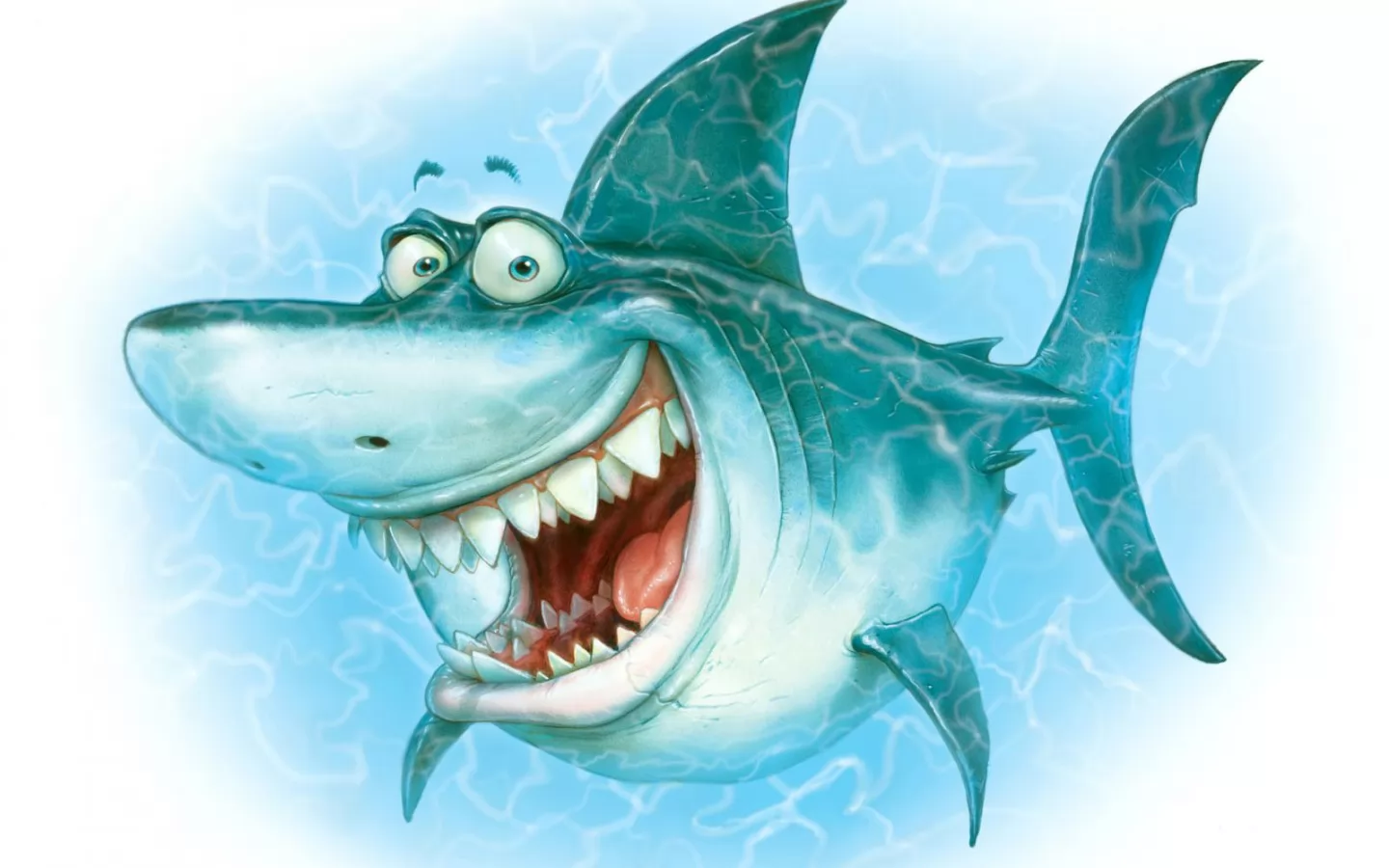 Весёлая акула, акула, лучшее, рисованное, синее, юмор х