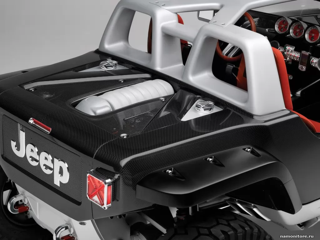 Чёрный открытый Jeep Hurricane-Concept сверху сзади, Jeep, автомобили, внедорожник, концепт, техника, чёрное х