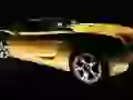 Yellow Lamborghini Gallardo-Spyder on a black background