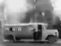 The Black-and-white photo of retro Mercedes ` and, the bus